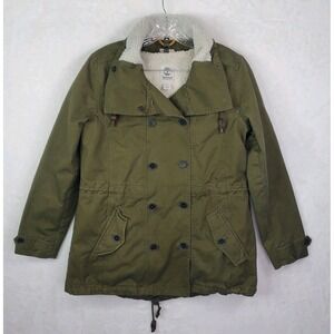 Timberland Earthkeepers Canvas Parka Green Removable Sherpa Liner Coat Men Small